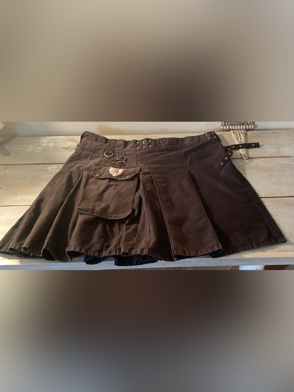 Damn Near Kilt ’Em Utility Kilt Black Pleated Cargo Adjustable